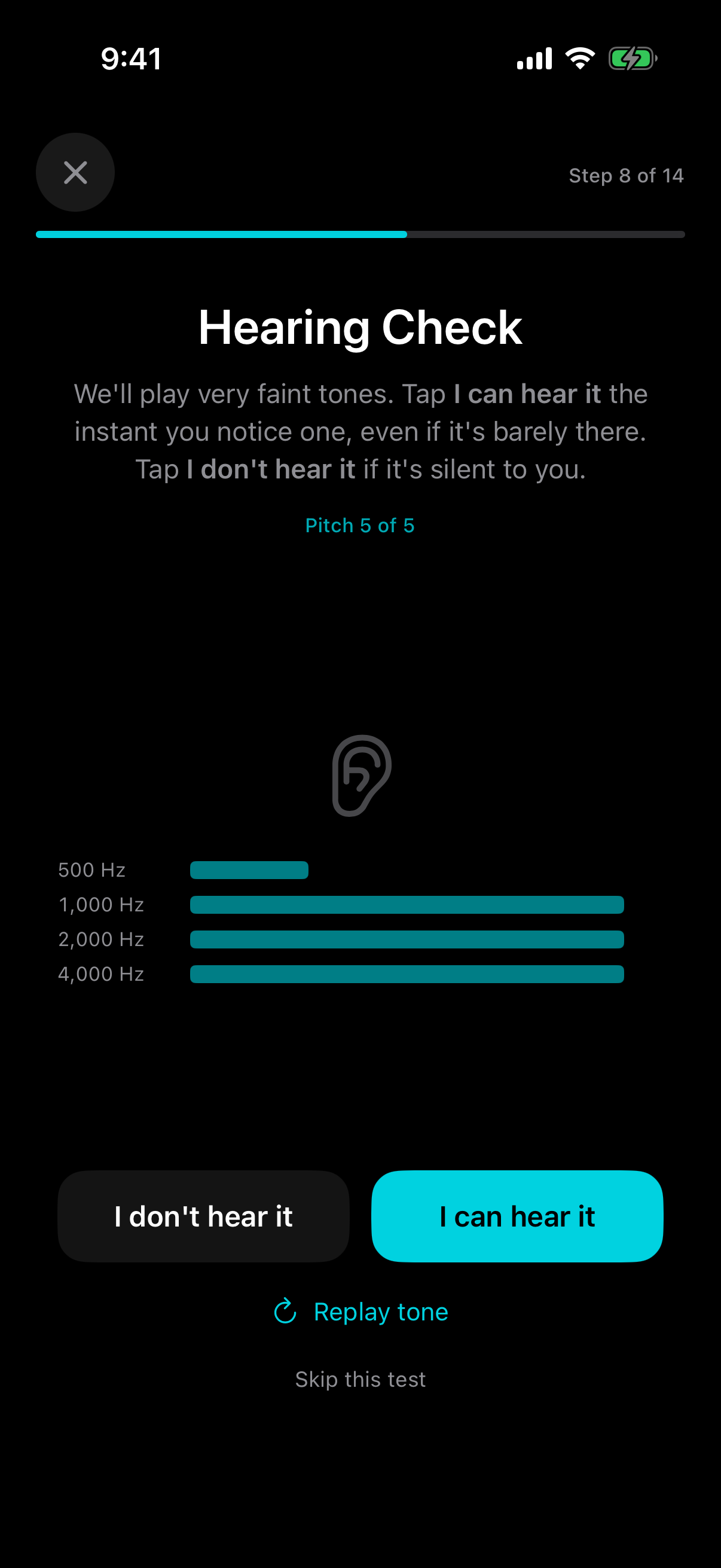 Built-in hearing check